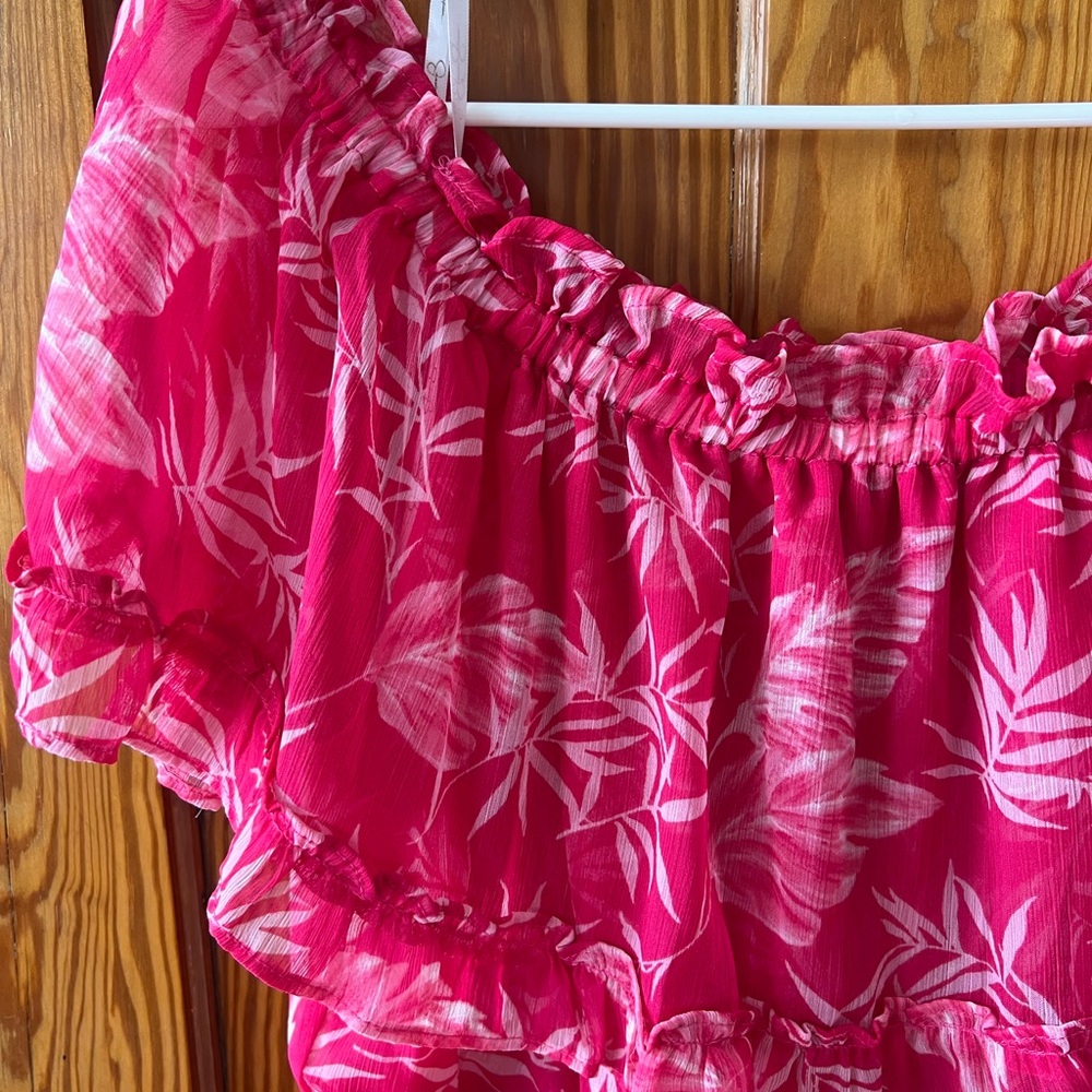 Pink Floral Off-Shoulder Top